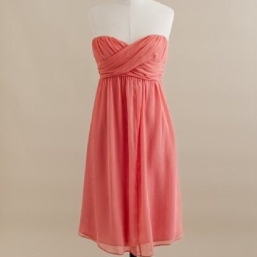 Taryn silk chiffon dress in coral